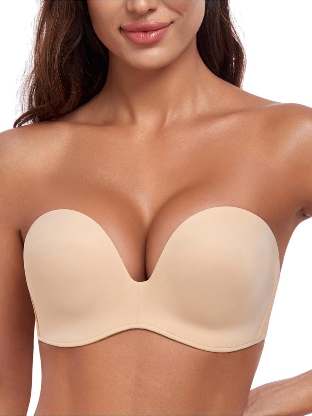Nude Strapless Bra 38A NWOT Push Up Anti Slip Wireless Molded Cup